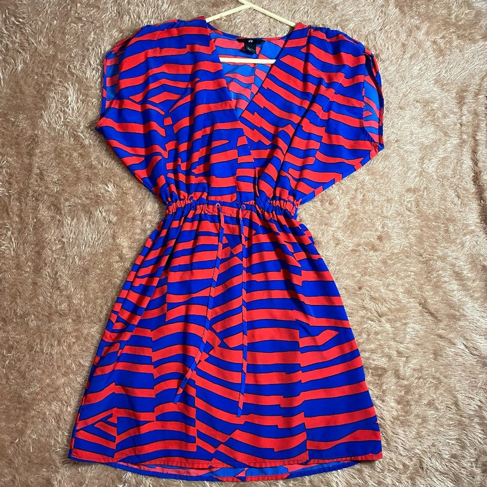 H&M Red & Blue striped Short sleeve Dress